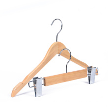 Wholesale Personalized Natural wooden coat hanger with pants hanger set for shop